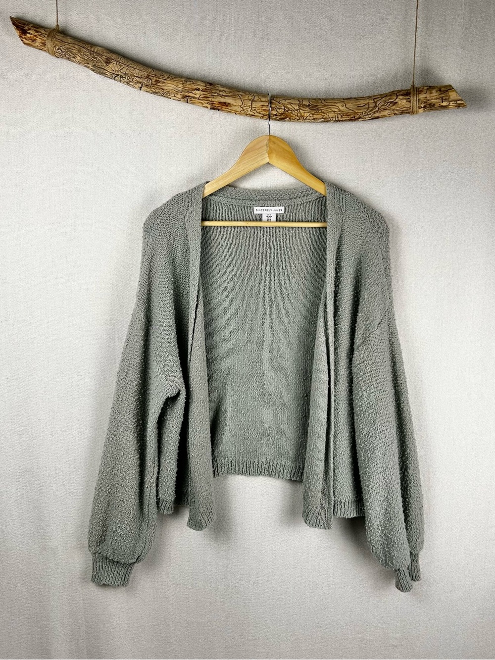 Sincerely Jules Sage Green Textured Cardigan Sweater | Slouchy Cozy Knit Medium - Picture 3 of 8